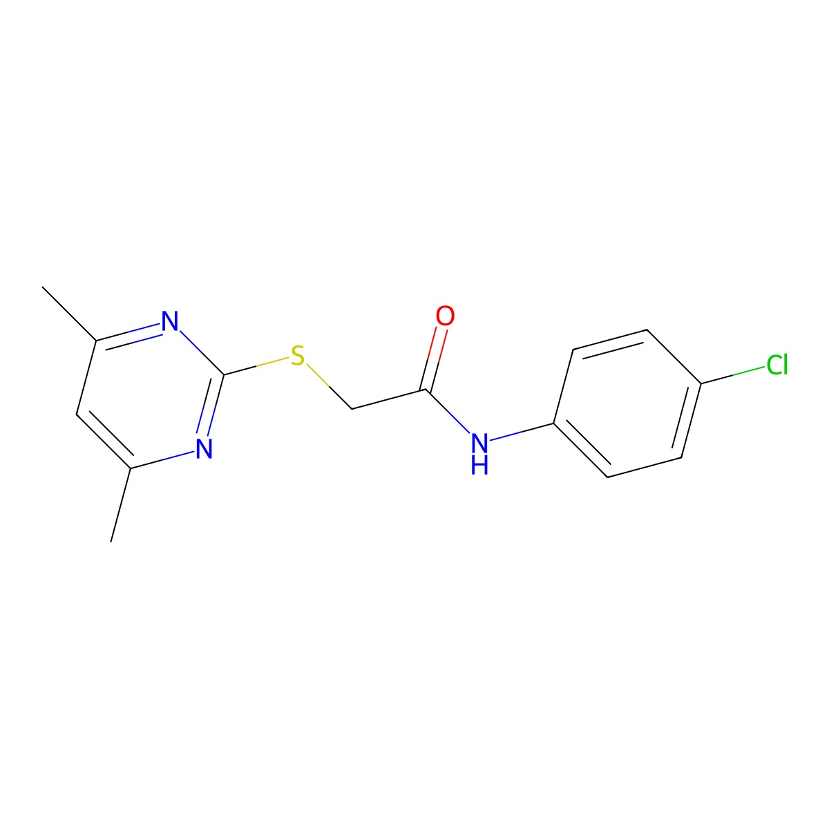 N-(4-chlorophenyl)-2-[(4,6-dimethylpyrimidin-2-yl)sulfanyl]acetamide molecular structure, CAS 5914-80-7