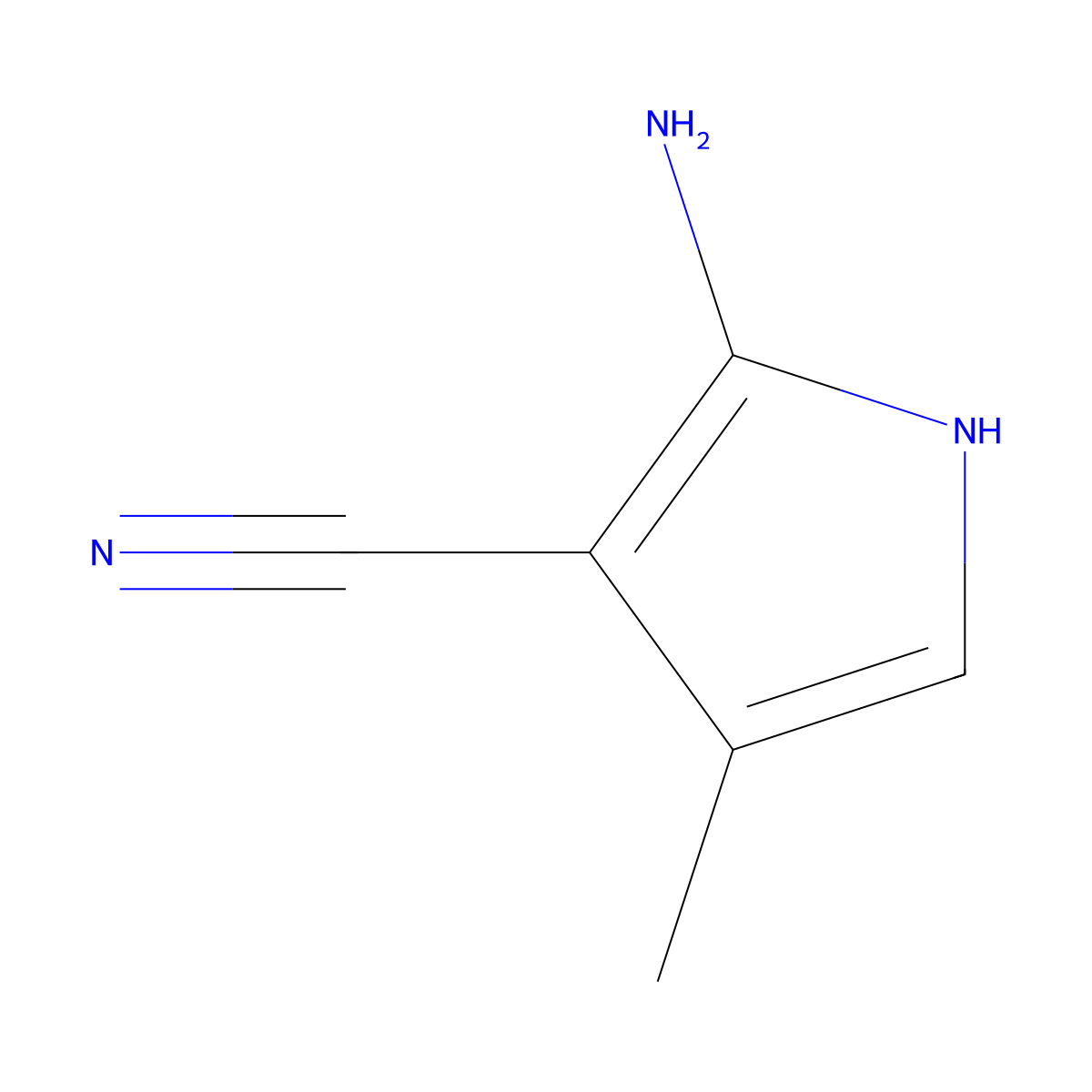 2-Amino-4-methyl-1H-pyrrole-3-carbonitrile molecular structure, CAS 59146-60-0