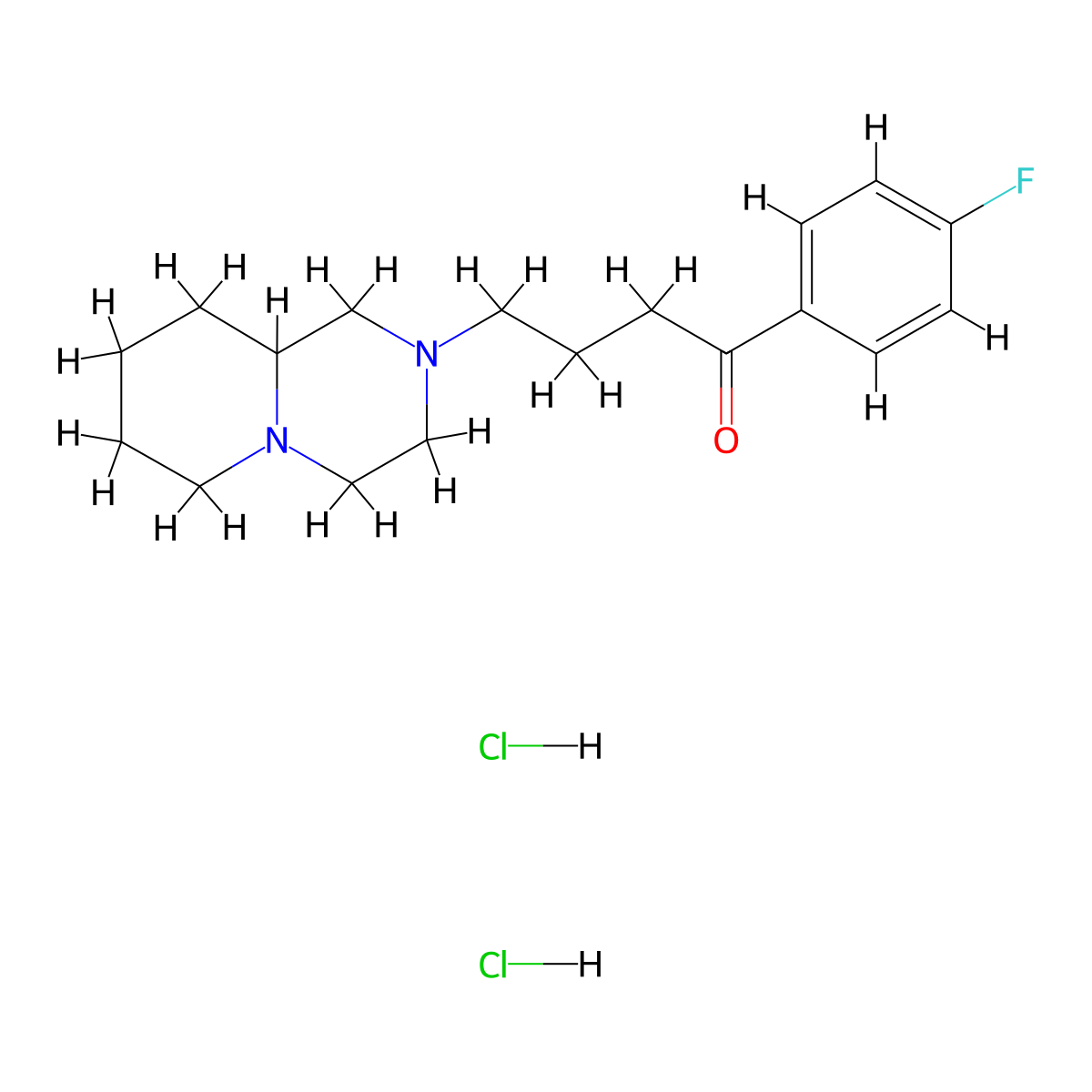 4-(1,3,4,6,7,8,9,9a-Octahydropyrido[1,2-a]pyrazin-2-yl)-1-(4-fluorophenyl)butan-1-one;dihydrochloride molecular structure, CAS 5915-57-1