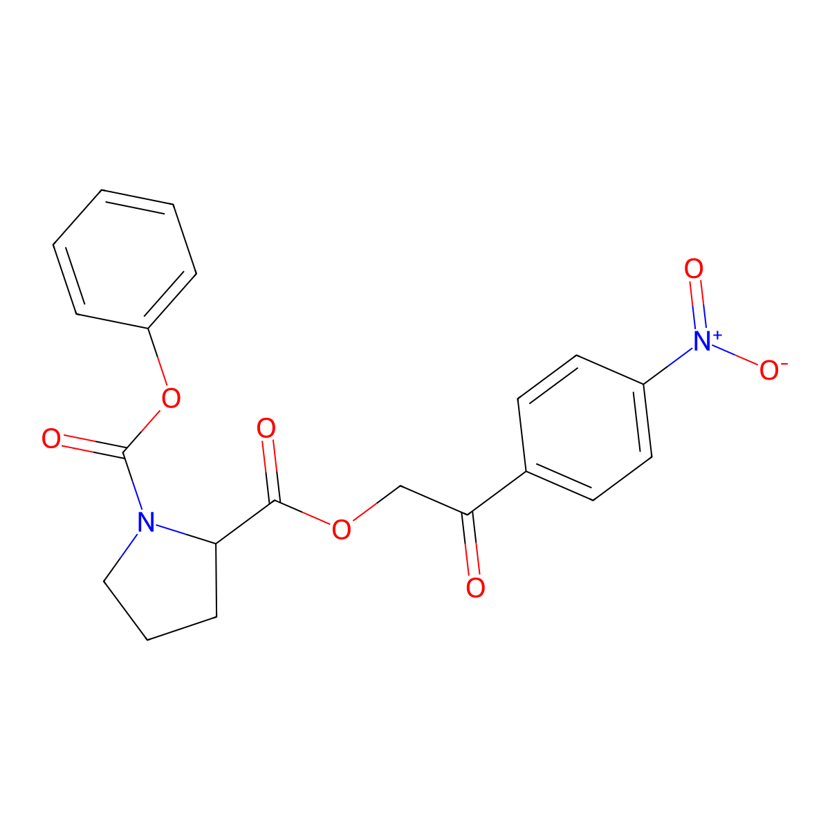2-O-[2-(4-nitrophenyl)-2-oxoethyl] 1-O-phenyl pyrrolidine-1,2-dicarboxylate molecular structure, CAS 5915-93-5