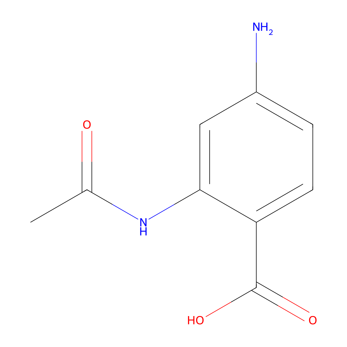 4-Amino-2-acetamidobenzoic acid molecular structure, CAS 59156-43-3