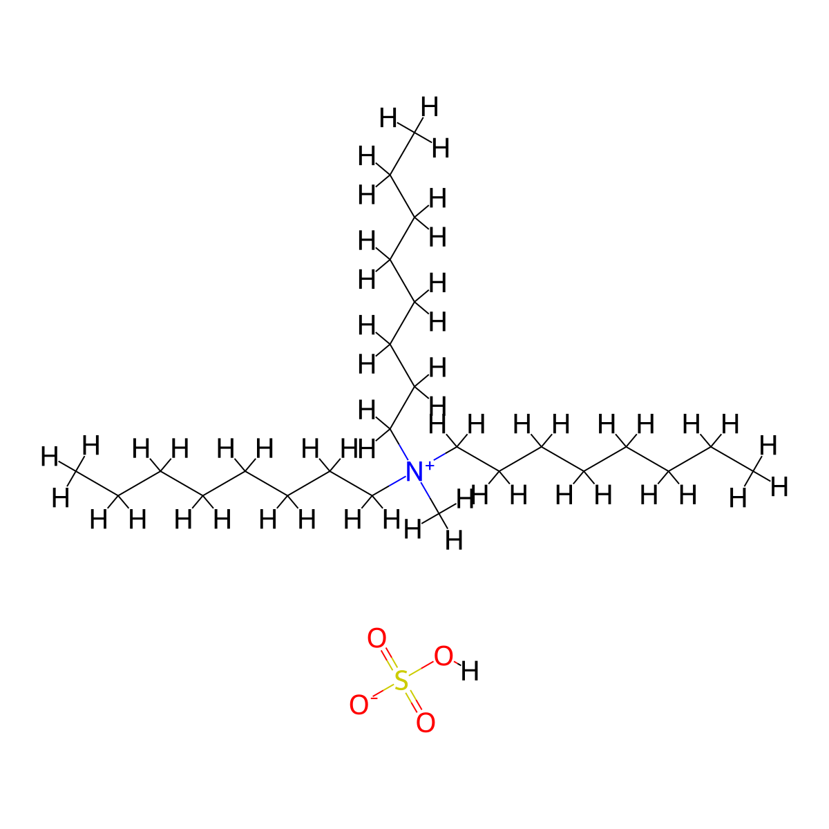 Methyltricaprylylammonium bisulfate molecular structure, CAS 59158-14-4