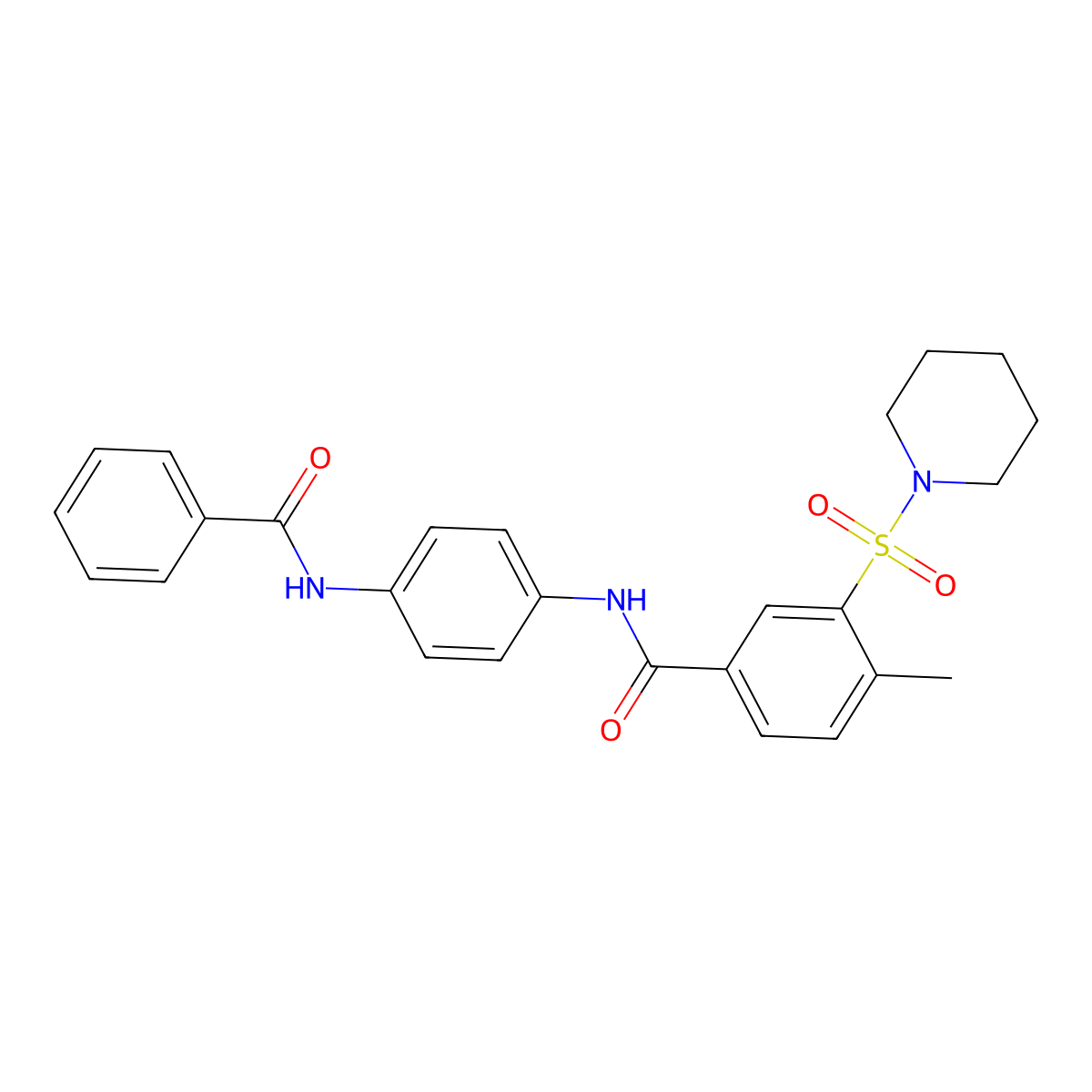 N-(4-benzamidophenyl)-4-methyl-3-piperidin-1-ylsulfonylbenzamide molecular structure, CAS 5916-00-7