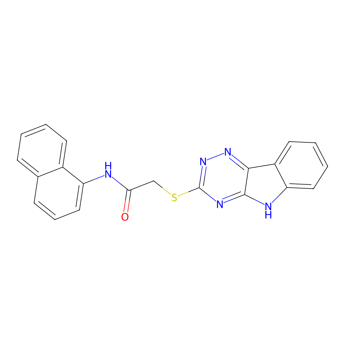 N-naphthalen-1-yl-2-(5H-[1,2,4]triazino[5,6-b]indol-3-ylsulfanyl)acetamide molecular structure, CAS 5916-10-9