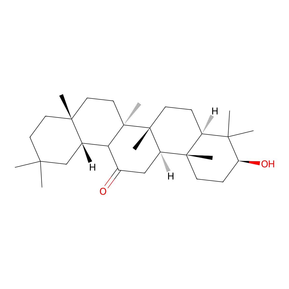 (3beta)-3-Hydroxyoleanan-12-one molecular structure, CAS 5916-18-7