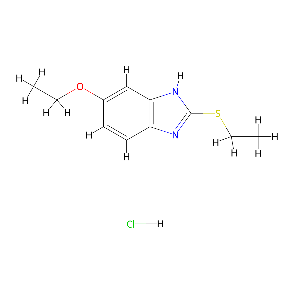 6-Ethoxy-2-(ethylsulfanyl)-1H-benzimidazole--hydrogen chloride (1/1) molecular structure, CAS 5916-51-8
