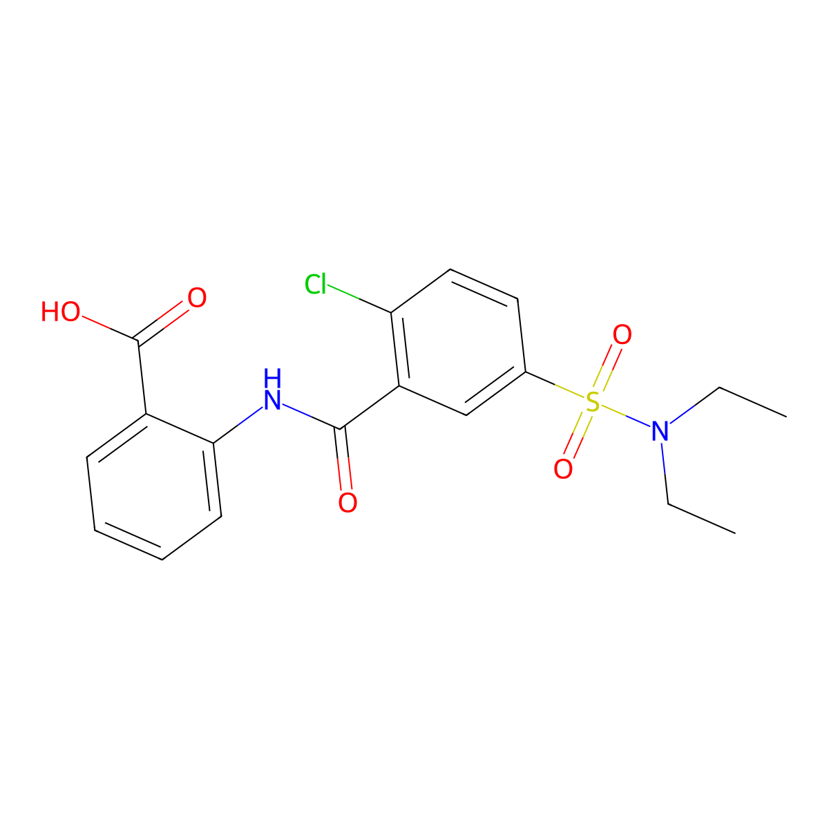 2-[2-Chloro-5-(diethylsulfamoyl)benzamido]benzoic acid molecular structure, CAS 5916-56-3