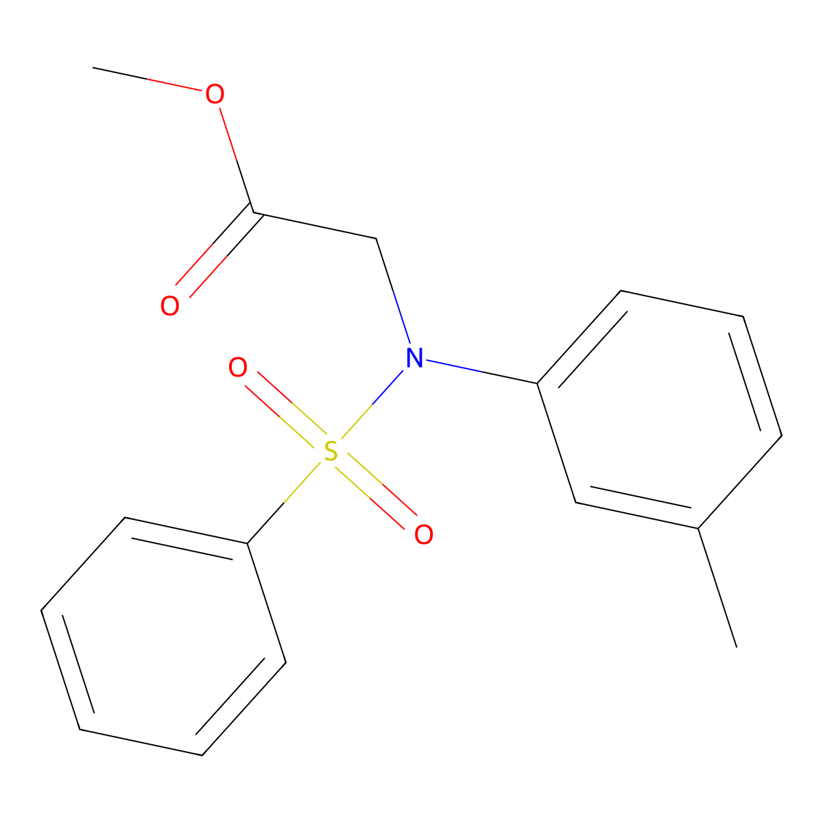 Methyl N-(3-methylphenyl)-N-(phenylsulfonyl)glycinate molecular structure, CAS 591723-23-8