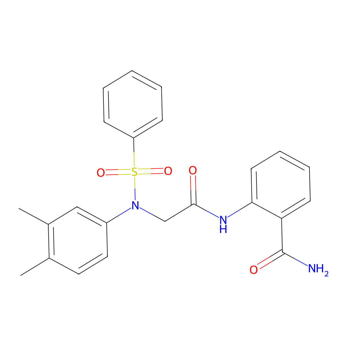 2-{[N-(3,4-dimethylphenyl)-N-(phenylsulfonyl)glycyl]amino}benzamide molecular structure, CAS 591723-24-9