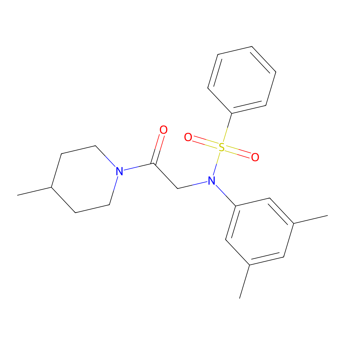 N-(3,5-dimethylphenyl)-N-[2-(4-methylpiperidin-1-yl)-2-oxoethyl]benzenesulfonamide molecular structure, CAS 591723-25-0