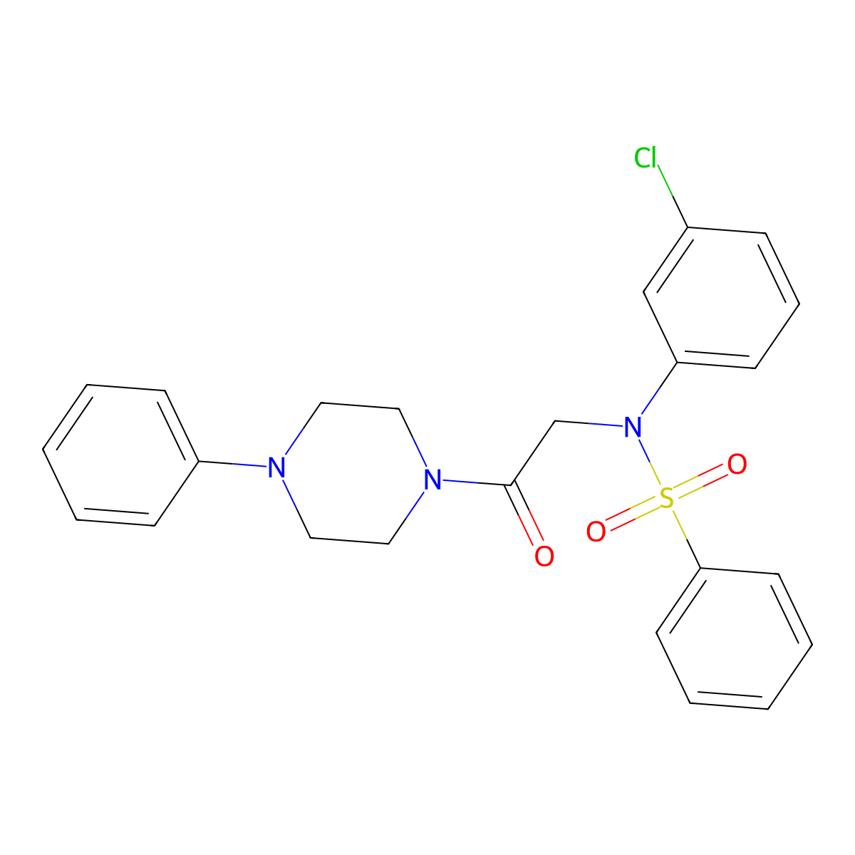 N-(3-chlorophenyl)-N-[2-oxo-2-(4-phenylpiperazin-1-yl)ethyl]benzenesulfonamide molecular structure, CAS 591723-38-5