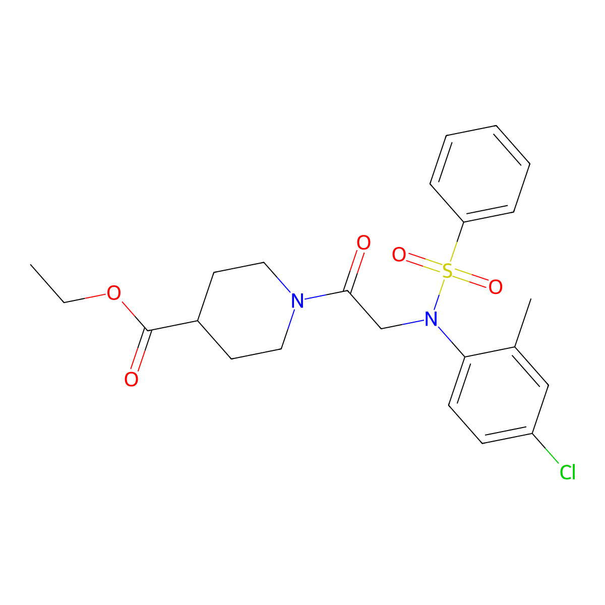 ethyl 1-[N-(4-chloro-2-methylphenyl)-N-(phenylsulfonyl)glycyl]piperidine-4-carboxylate molecular structure, CAS 591723-49-8