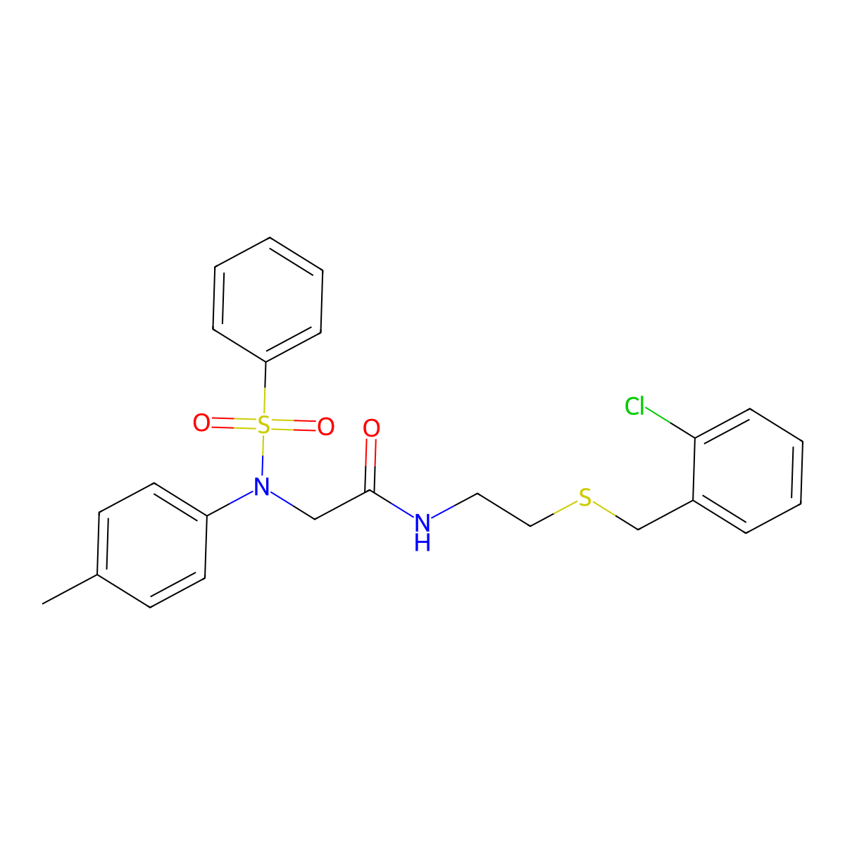 2-[N-(benzenesulfonyl)-4-methylanilino]-N-[2-[(2-chlorophenyl)methylsulfanyl]ethyl]acetamide molecular structure, CAS 591723-56-7