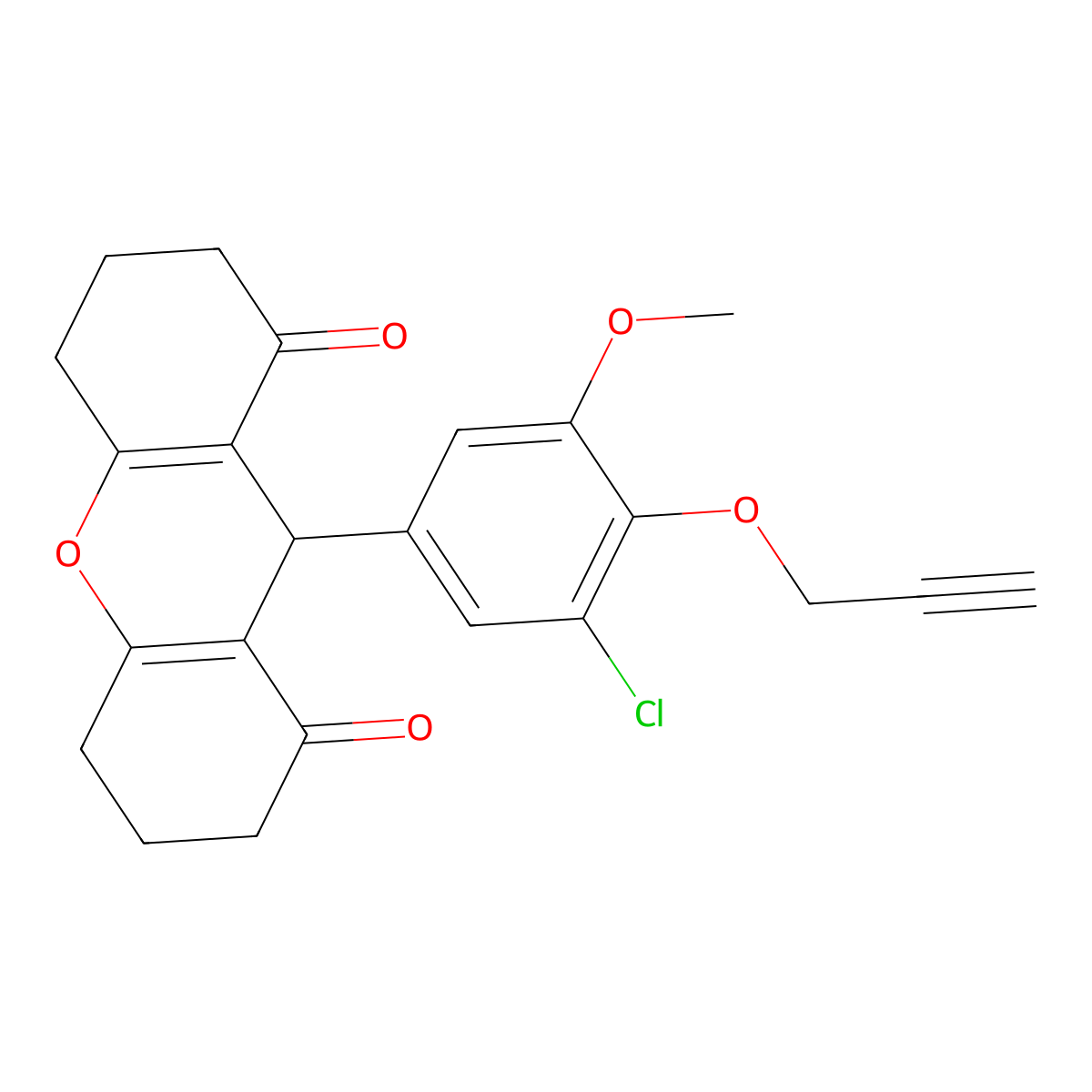 9-(3-chloro-5-methoxy-4-prop-2-ynoxyphenyl)-3,4,5,6,7,9-hexahydro-2H-xanthene-1,8-dione molecular structure, CAS 591725-09-6