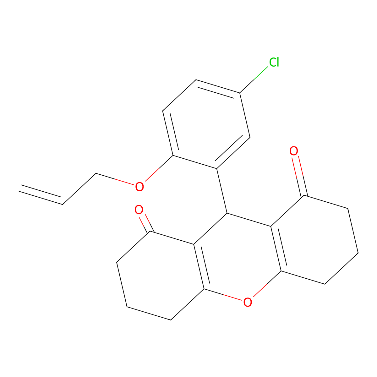 9-(5-chloro-2-prop-2-enoxyphenyl)-3,4,5,6,7,9-hexahydro-2H-xanthene-1,8-dione molecular structure, CAS 591725-13-2