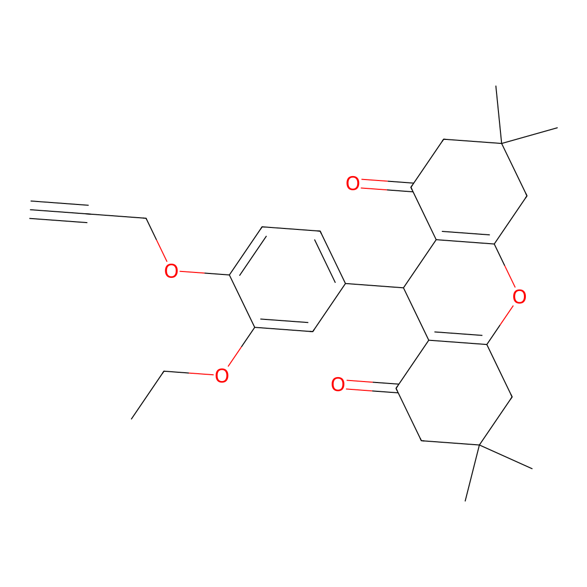 9-(3-ethoxy-4-prop-2-ynoxyphenyl)-3,3,6,6-tetramethyl-4,5,7,9-tetrahydro-2H-xanthene-1,8-dione molecular structure, CAS 591725-16-5