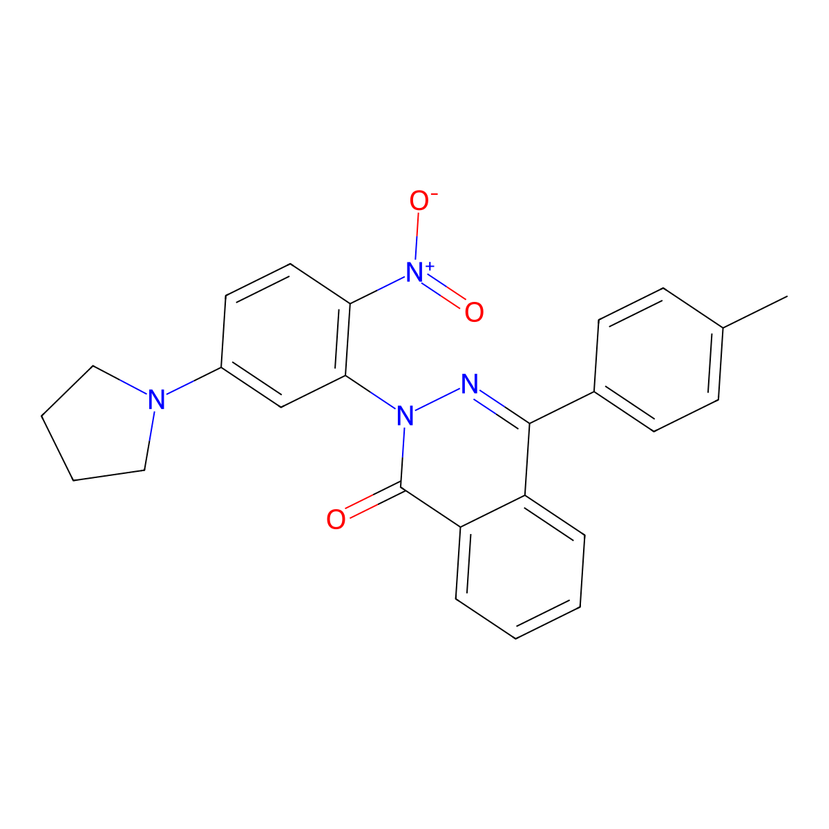 4-(4-Methylphenyl)-2-(2-nitro-5-pyrrolidin-1-ylphenyl)phthalazin-1-one molecular structure, CAS 591726-36-2