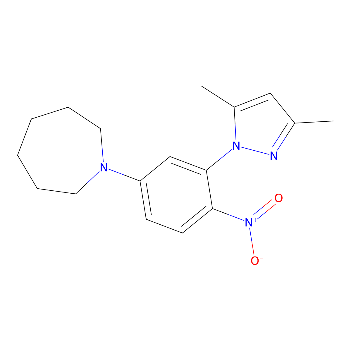 1-[3-(3,5-Dimethylpyrazol-1-yl)-4-nitrophenyl]azepane molecular structure, CAS 591726-41-9