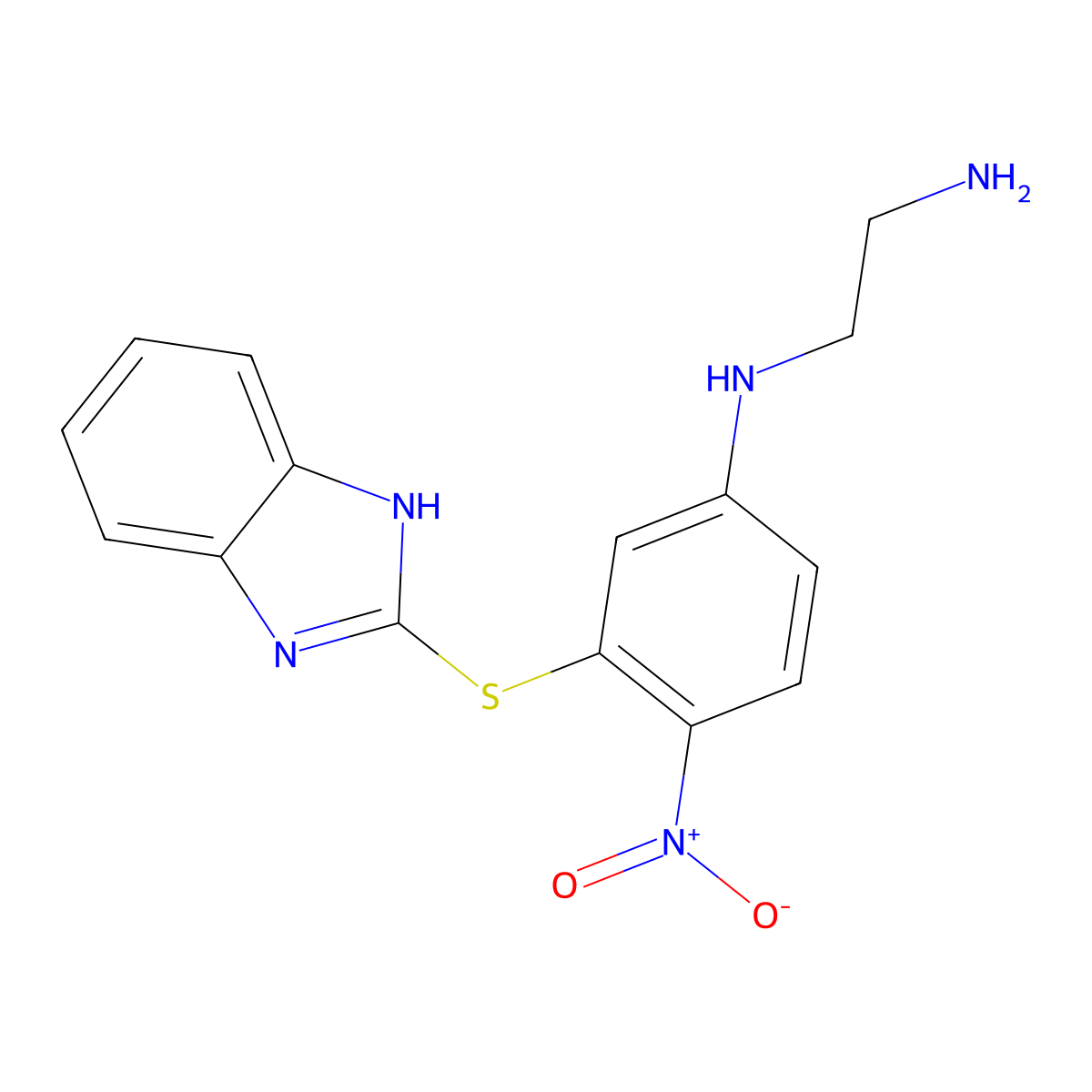 N'-[3-(1H-benzimidazol-2-ylsulfanyl)-4-nitrophenyl]ethane-1,2-diamine molecular structure, CAS 591726-42-0