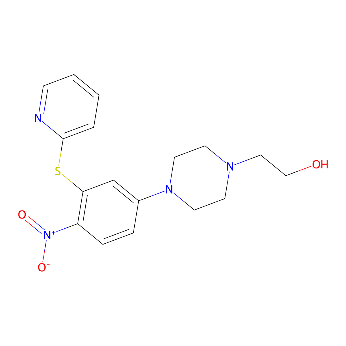 2-[4-(4-Nitro-3-pyridin-2-ylsulfanylphenyl)piperazin-1-yl]ethanol molecular structure, CAS 591726-46-4