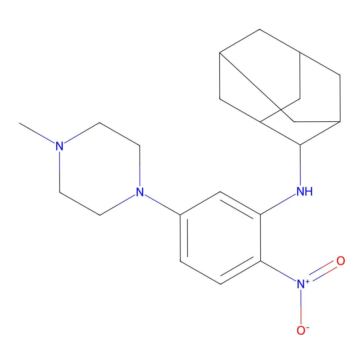N-[5-(4-methylpiperazin-1-yl)-2-nitrophenyl]adamantan-2-amine molecular structure, CAS 591726-48-6