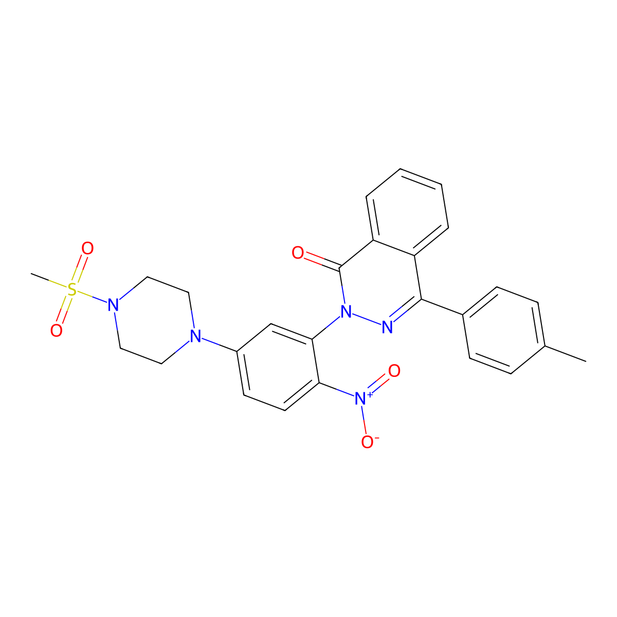 4-(4-Methylphenyl)-2-[5-(4-methylsulfonylpiperazin-1-yl)-2-nitrophenyl]phthalazin-1-one molecular structure, CAS 591726-50-0