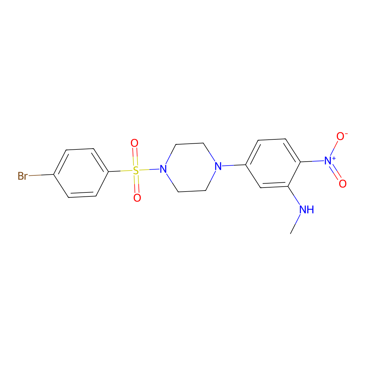 5-[4-(4-bromophenyl)sulfonylpiperazin-1-yl]-N-methyl-2-nitroaniline molecular structure, CAS 591726-54-4