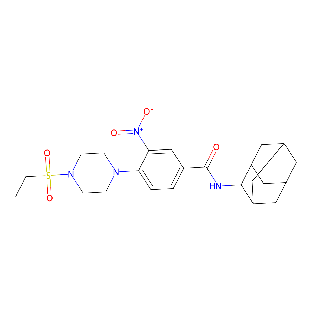 N-(2-adamantyl)-4-(4-ethylsulfonyl-1-piperazinyl)-3-nitrobenzamide molecular structure, CAS 591726-56-6