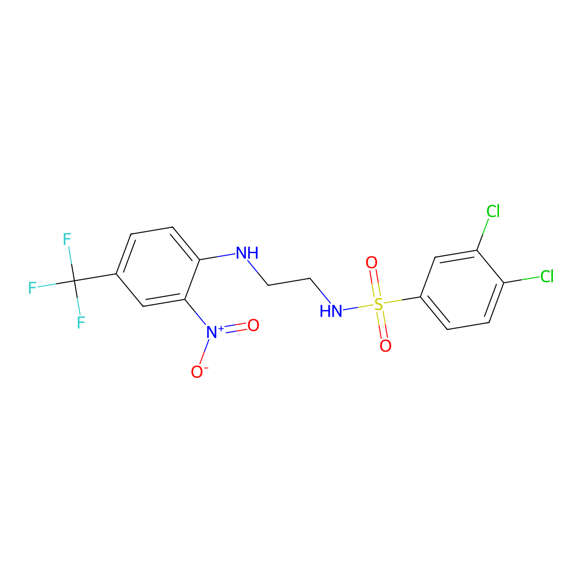 3,4-dichloro-N-[2-[2-nitro-4-(trifluoromethyl)anilino]ethyl]benzenesulfonamide molecular structure, CAS 591726-60-2