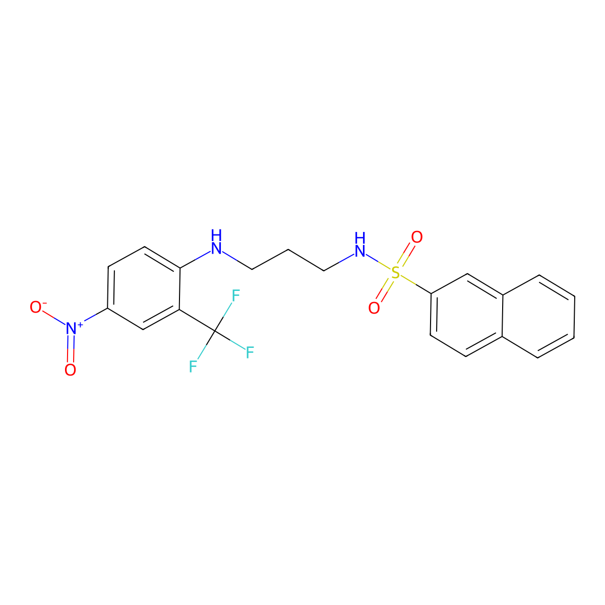 N-[3-[4-nitro-2-(trifluoromethyl)anilino]propyl]naphthalene-2-sulfonamide molecular structure, CAS 591726-66-8