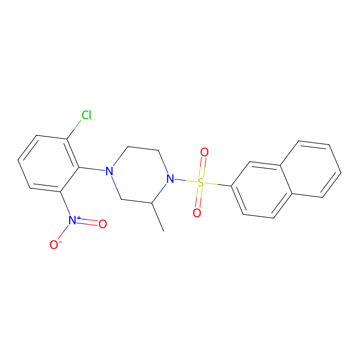 4-(2-Chloro-6-nitrophenyl)-2-methyl-1-(naphthalen-2-ylsulfonyl)piperazine molecular structure, CAS 591726-67-9
