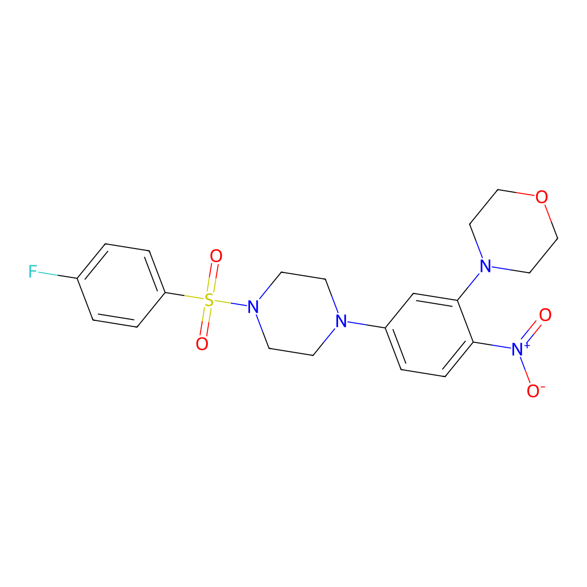 4-[5-[4-(4-Fluorophenyl)sulfonylpiperazin-1-yl]-2-nitrophenyl]morpholine molecular structure, CAS 591726-71-5
