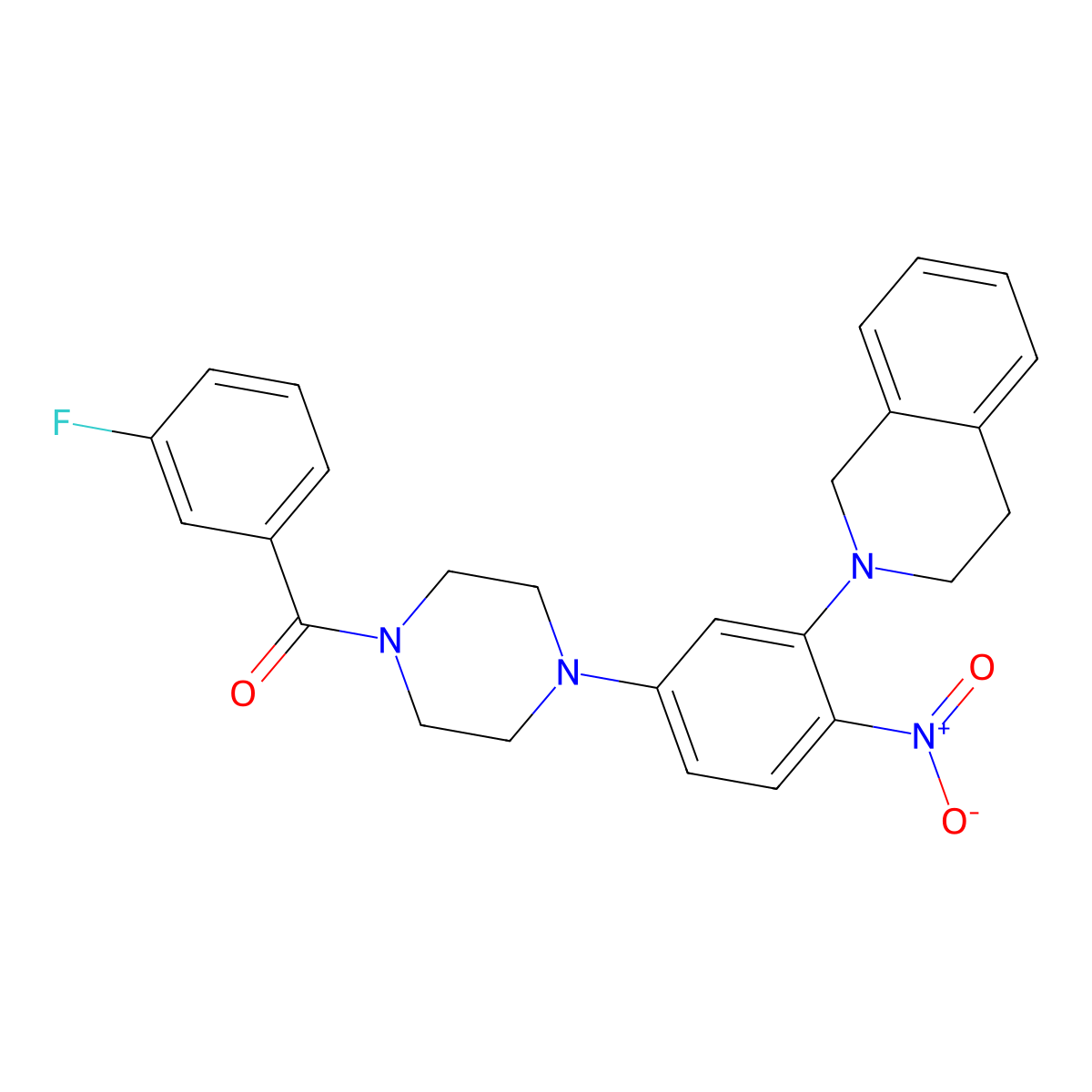 [4-[3-(3,4-dihydro-1H-isoquinolin-2-yl)-4-nitrophenyl]piperazin-1-yl]-(3-fluorophenyl)methanone molecular structure, CAS 591726-76-0