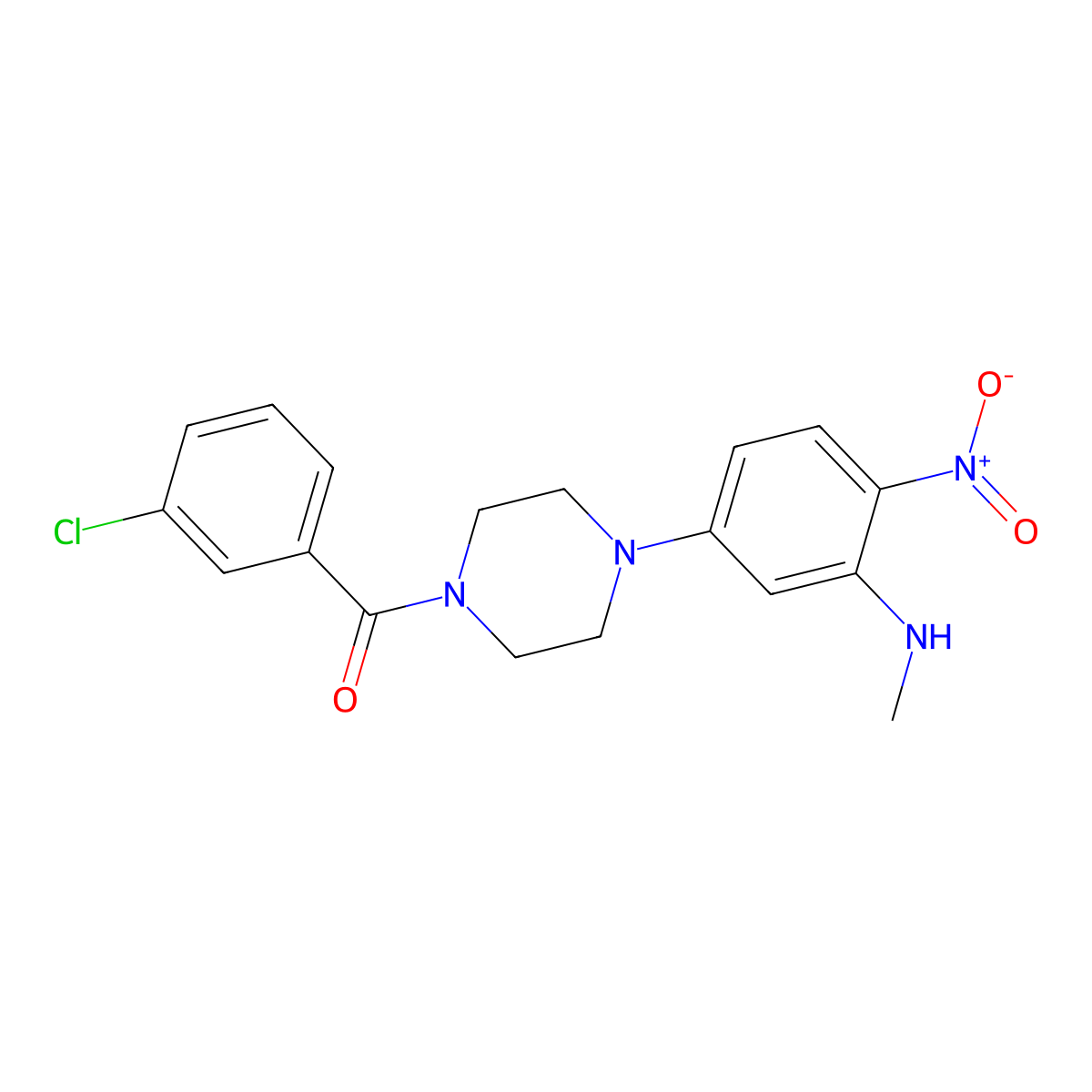 (3-Chlorophenyl){4-[3-(methylamino)-4-nitrophenyl]piperazin-1-yl}methanone molecular structure, CAS 591726-78-2