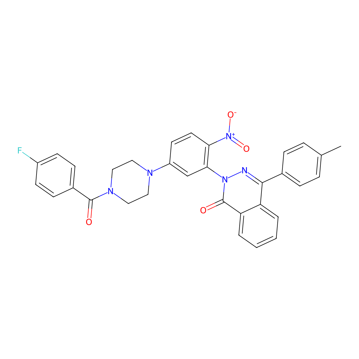 2-[5-[4-(4-Fluorobenzoyl)piperazin-1-yl]-2-nitrophenyl]-4-(4-methylphenyl)phthalazin-1-one molecular structure, CAS 591726-83-9