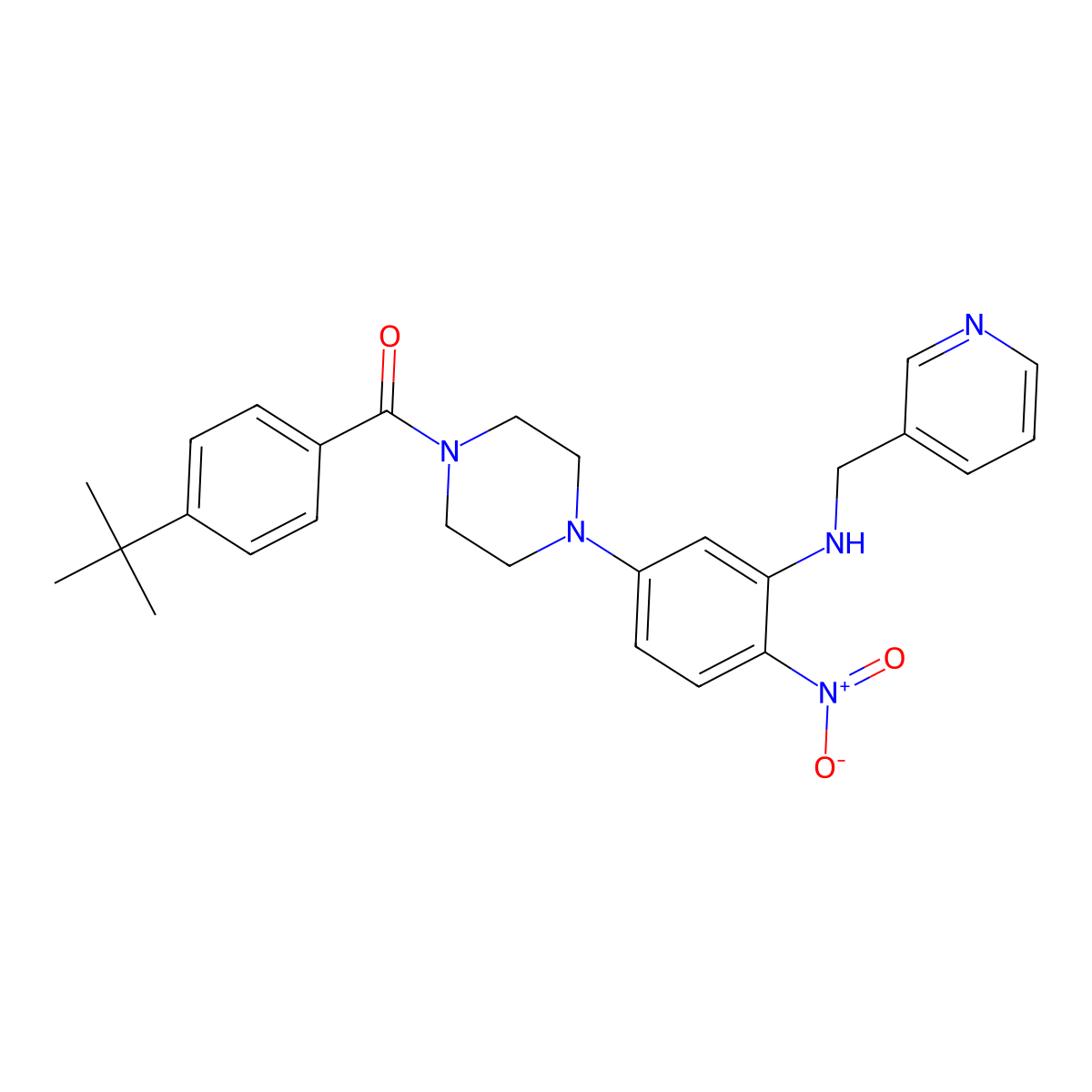 (4-Tert-butylphenyl)-[4-[4-nitro-3-(3-pyridinylmethylamino)phenyl]-1-piperazinyl]methanone molecular structure, CAS 591726-85-1