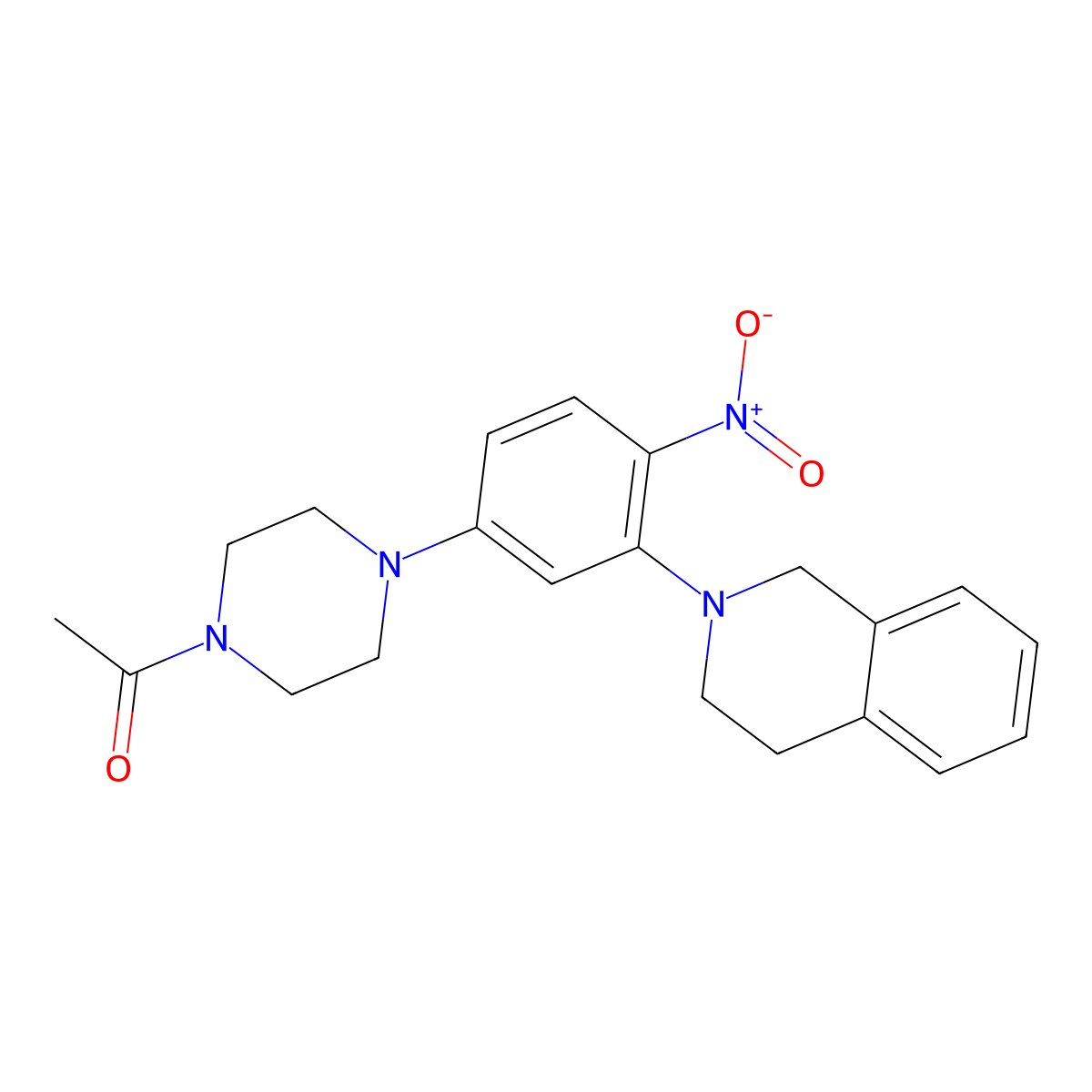 1-{4-[3-(3,4-dihydroisoquinolin-2(1H)-yl)-4-nitrophenyl]piperazin-1-yl}ethanone molecular structure, CAS 591726-87-3