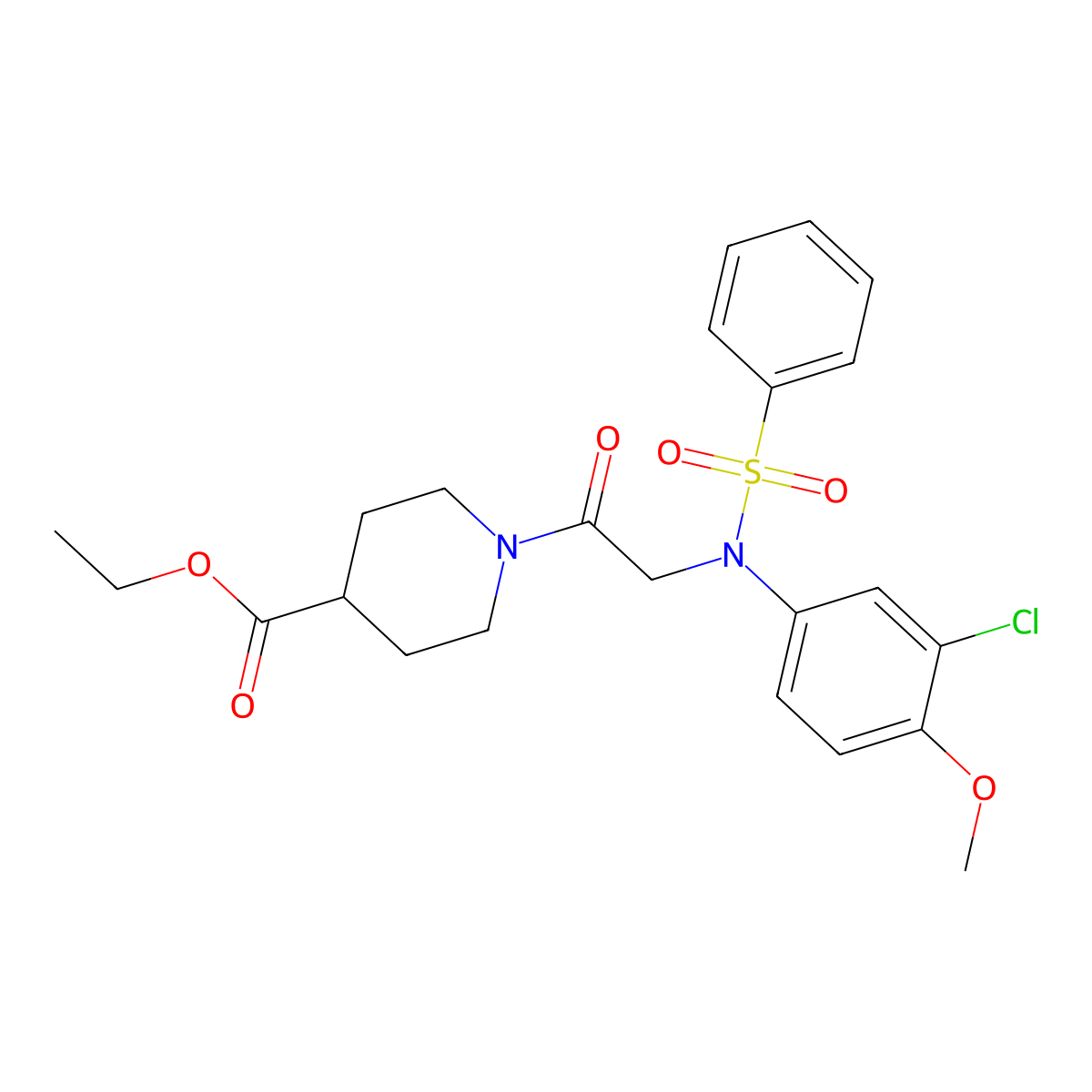 ethyl 1-[N-(3-chloro-4-methoxyphenyl)-N-(phenylsulfonyl)glycyl]piperidine-4-carboxylate molecular structure, CAS 591728-12-0