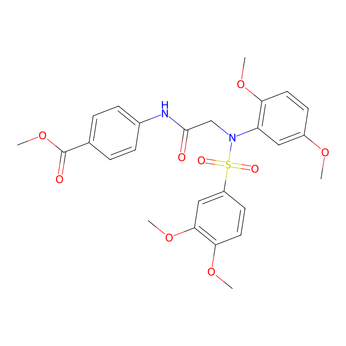 Methyl 4-[({[(3,4-dimethoxyphenyl)sulfonyl]-2,5-dimethoxyanilino}acetyl)amino]benzoate molecular structure, CAS 591728-50-6
