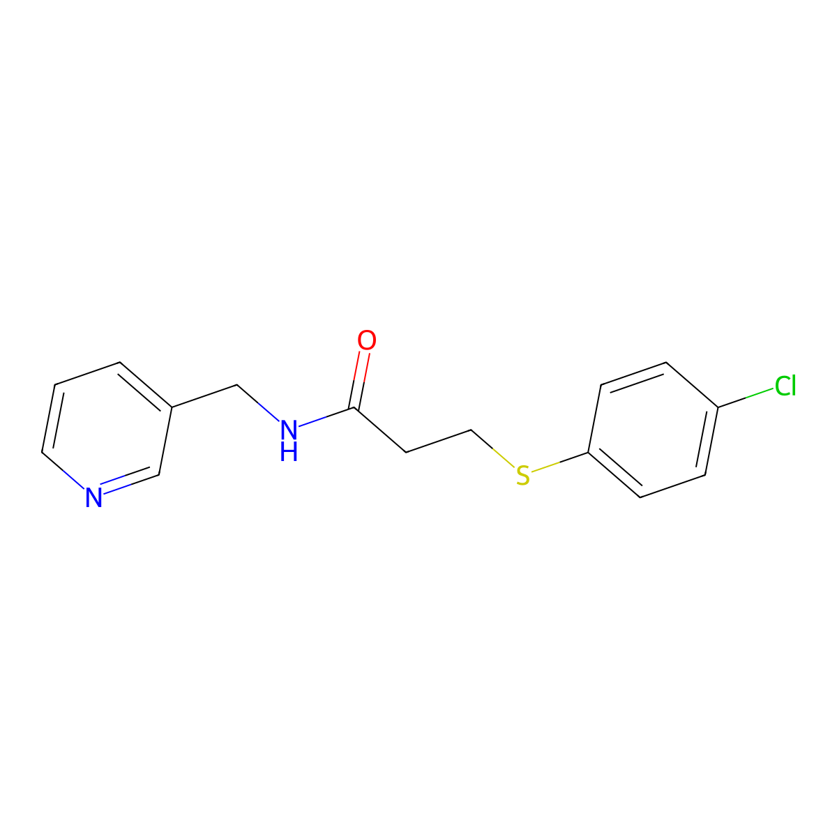 3-(4-chlorophenyl)sulfanyl-N-(pyridin-3-ylmethyl)propanamide molecular structure, CAS 591728-63-1