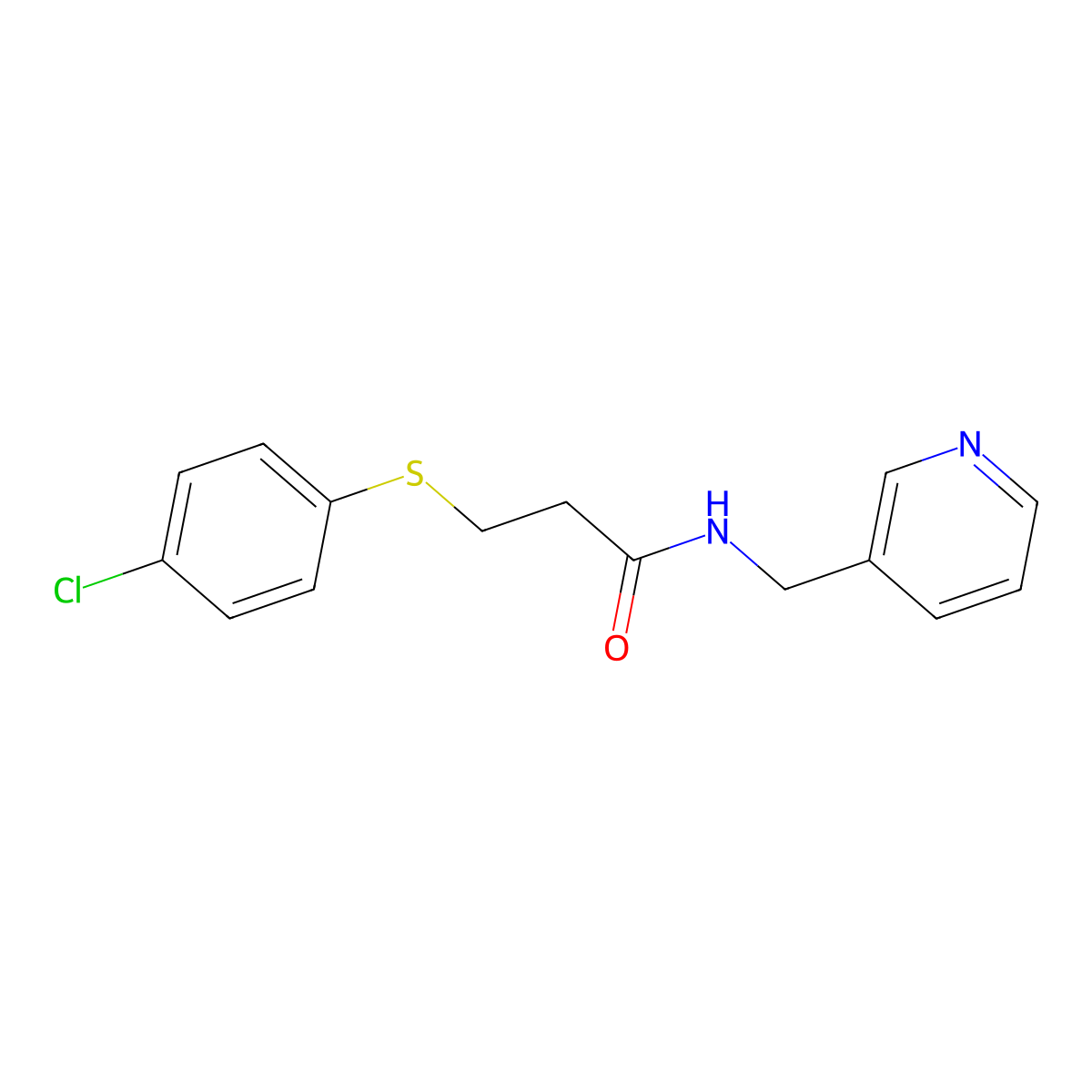 3-(4-chlorophenyl)sulfanyl-N-(pyridin-3-ylmethyl)propanamide molecular structure, CAS 591728-63-1
