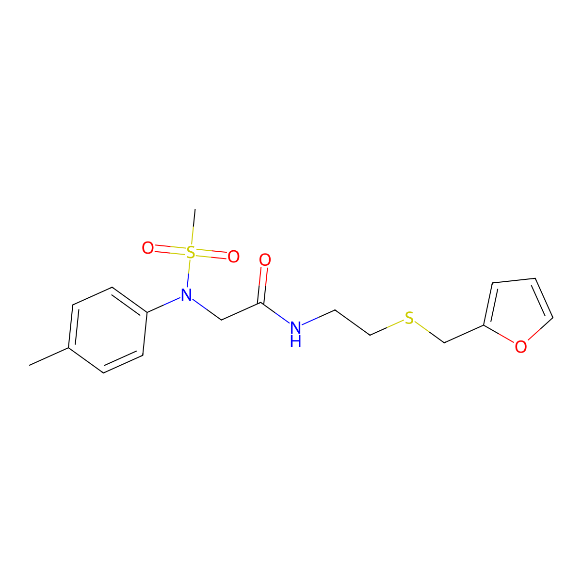 N-[2-(furan-2-ylmethylsulfanyl)ethyl]-2-(4-methyl-N-methylsulfonylanilino)acetamide molecular structure, CAS 591731-34-9