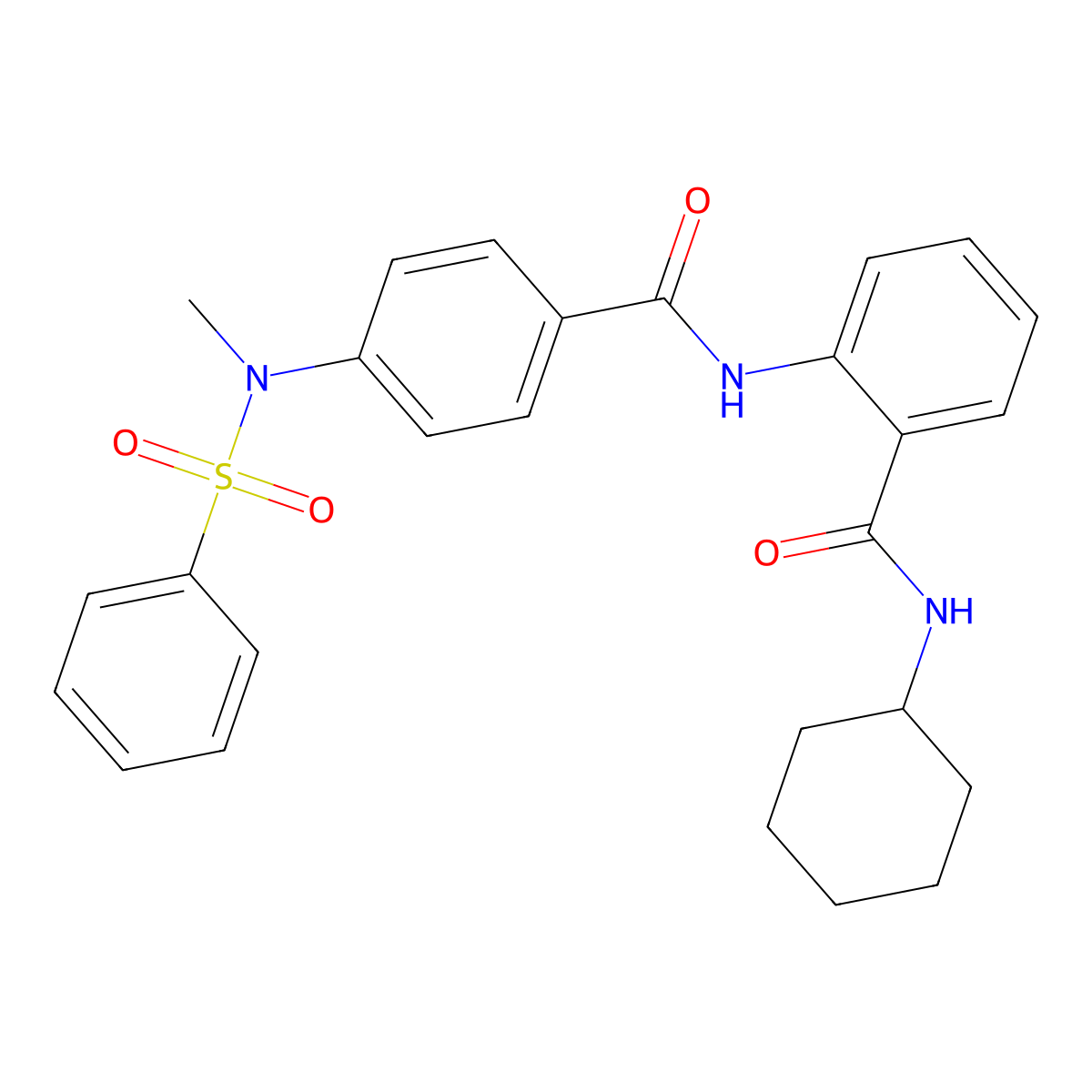 2-[[4-[benzenesulfonyl(methyl)amino]benzoyl]amino]-N-cyclohexylbenzamide molecular structure, CAS 591732-16-0