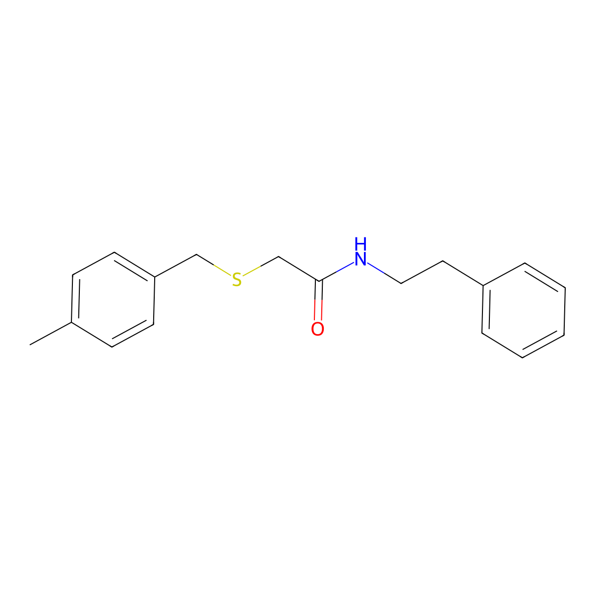 2-[(4-methylbenzyl)thio]-N-(2-phenylethyl)acetamide molecular structure, CAS 591732-33-1