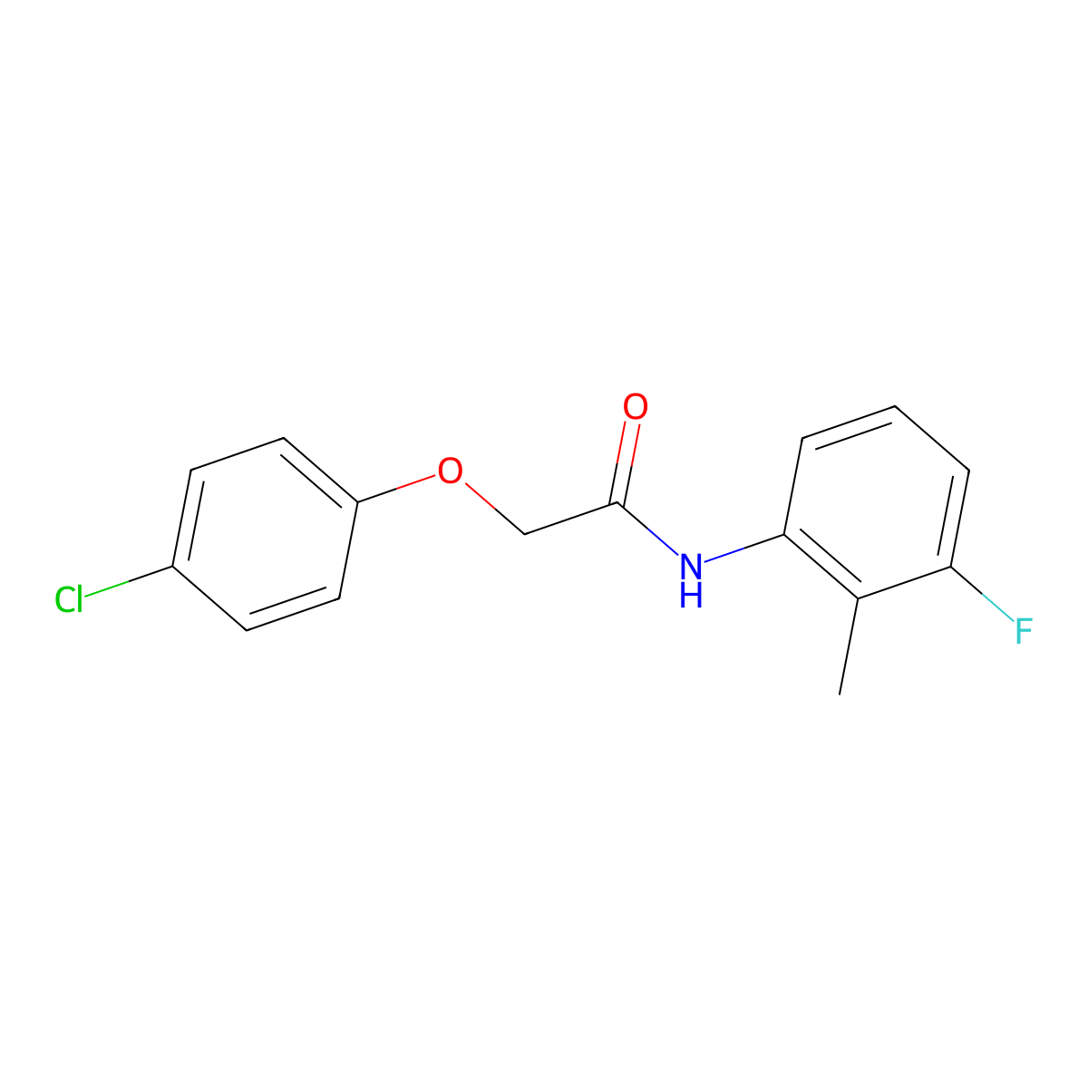 2-(4-chlorophenoxy)-N-(3-fluoro-2-methylphenyl)acetamide molecular structure, CAS 591734-67-7