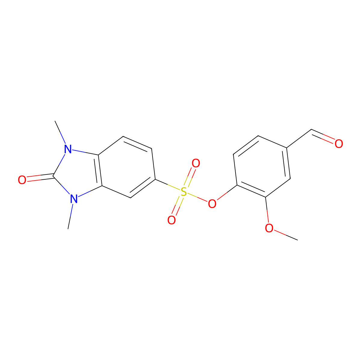 4-formyl-2-methoxyphenyl 1,3-dimethyl-2-oxo-2,3-dihydro-1H-benzimidazole-5-sulfonate molecular structure, CAS 591735-01-2