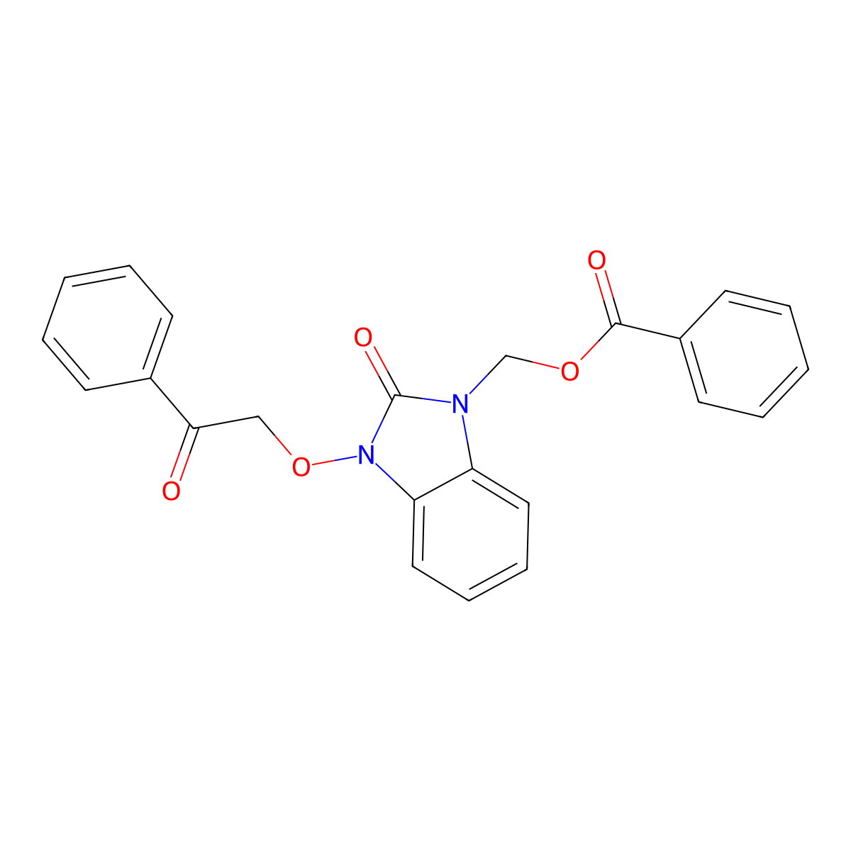 [2-oxo-3-(2-oxo-2-phenylethoxy)-2,3-dihydro-1H-benzimidazol-1-yl]methyl benzoate molecular structure, CAS 591735-24-9