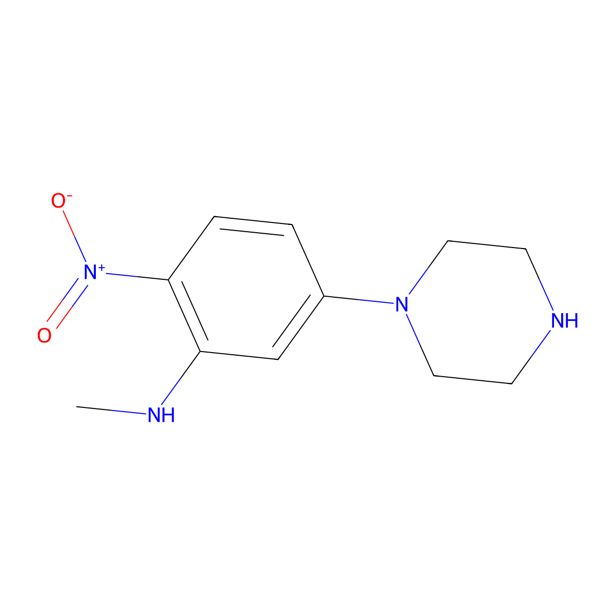 N-methyl-2-nitro-5-piperazin-1-ylaniline molecular structure, CAS 591735-98-7