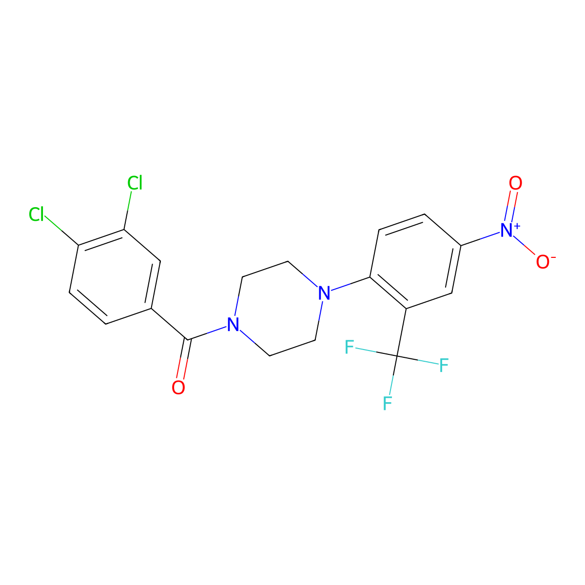 (3,4-Dichlorophenyl)-[4-[4-nitro-2-(trifluoromethyl)phenyl]piperazin-1-yl]methanone molecular structure, CAS 591736-13-9