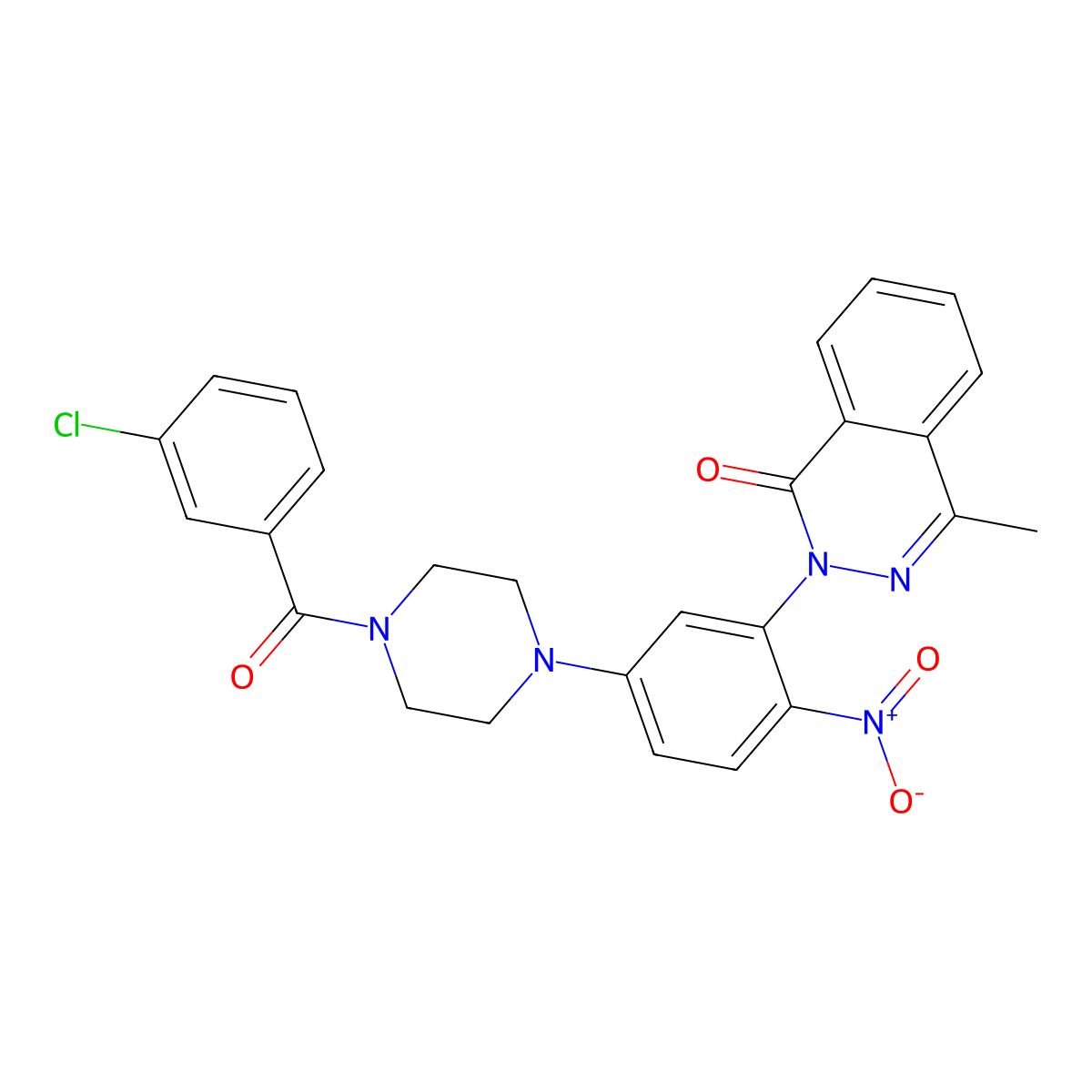 2-[5-[4-(3-Chlorobenzoyl)piperazin-1-yl]-2-nitrophenyl]-4-methylphthalazin-1-one molecular structure, CAS 591736-14-0
